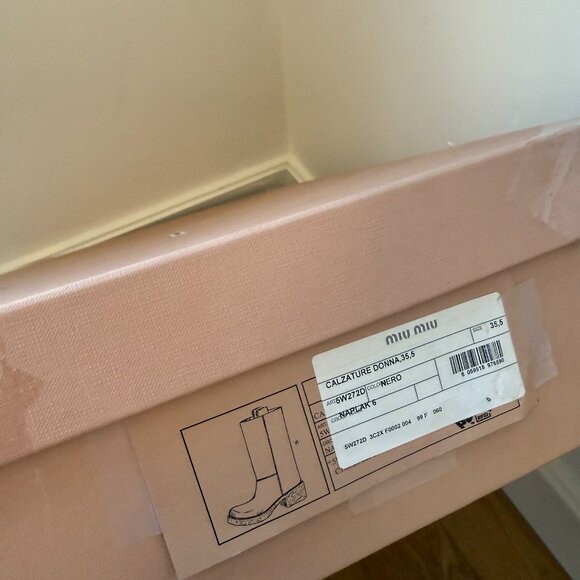 NWT Miu Miu Tall Boots Black Patent Leather Platform Block Heels Sz 36.5 - Picture 3 of 10